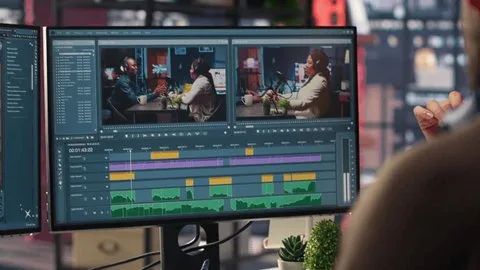 香蕉漫画视频编辑团队工作场景素材